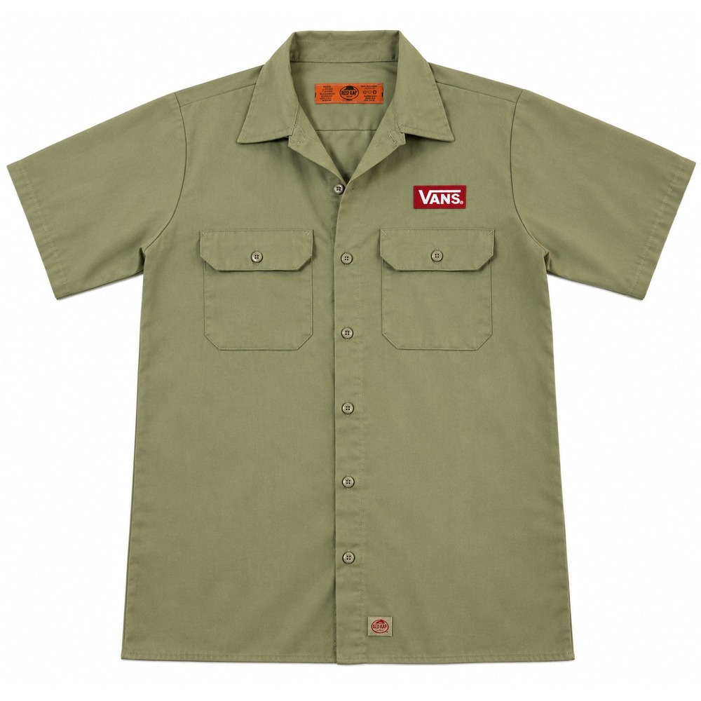 Red Kap Vans Workwear Shirt Mens S Green Y2K Button Up Skateboarding Streetwear